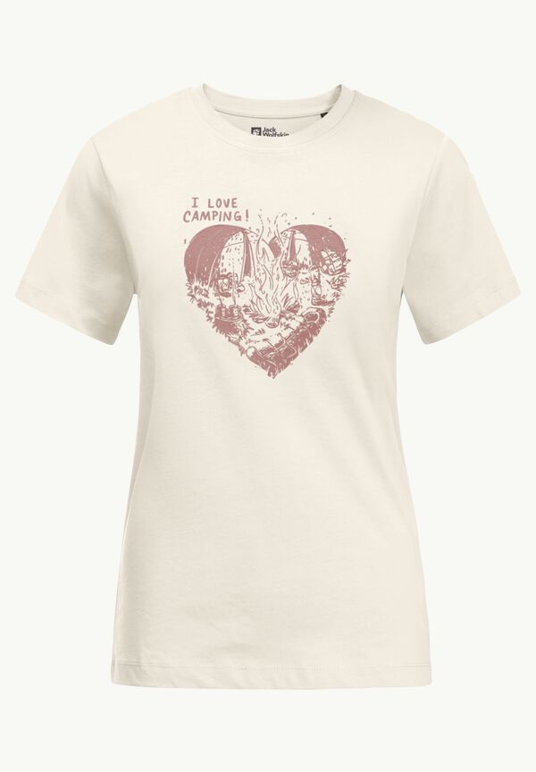 CAMPING LOVE T W Bio-Baumwolle JACK - white cotton Damen – - aus M WOLFSKIN T-Shirt