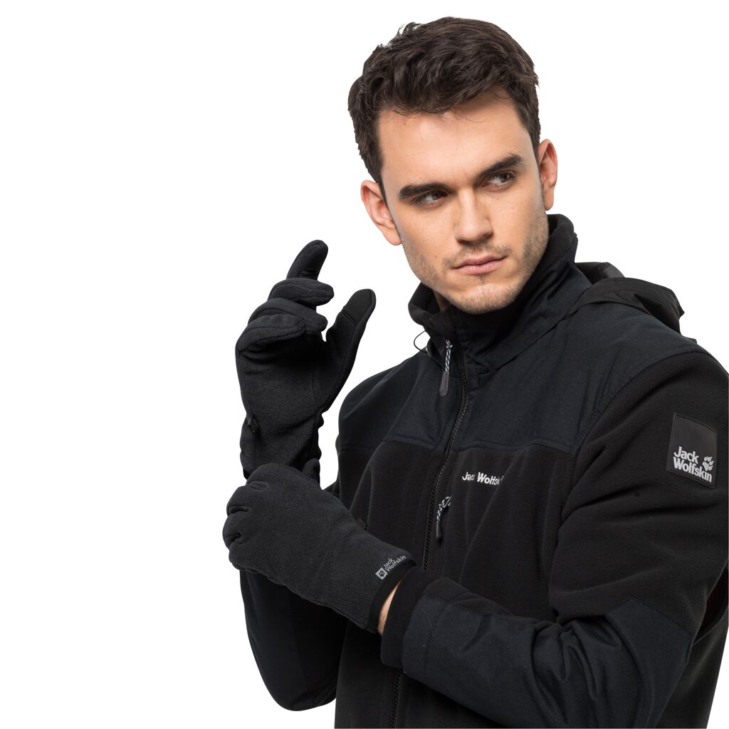 XL KASKADEN - JACK GLOVE black - WOLFSKIN Fleece-Handschuhe –