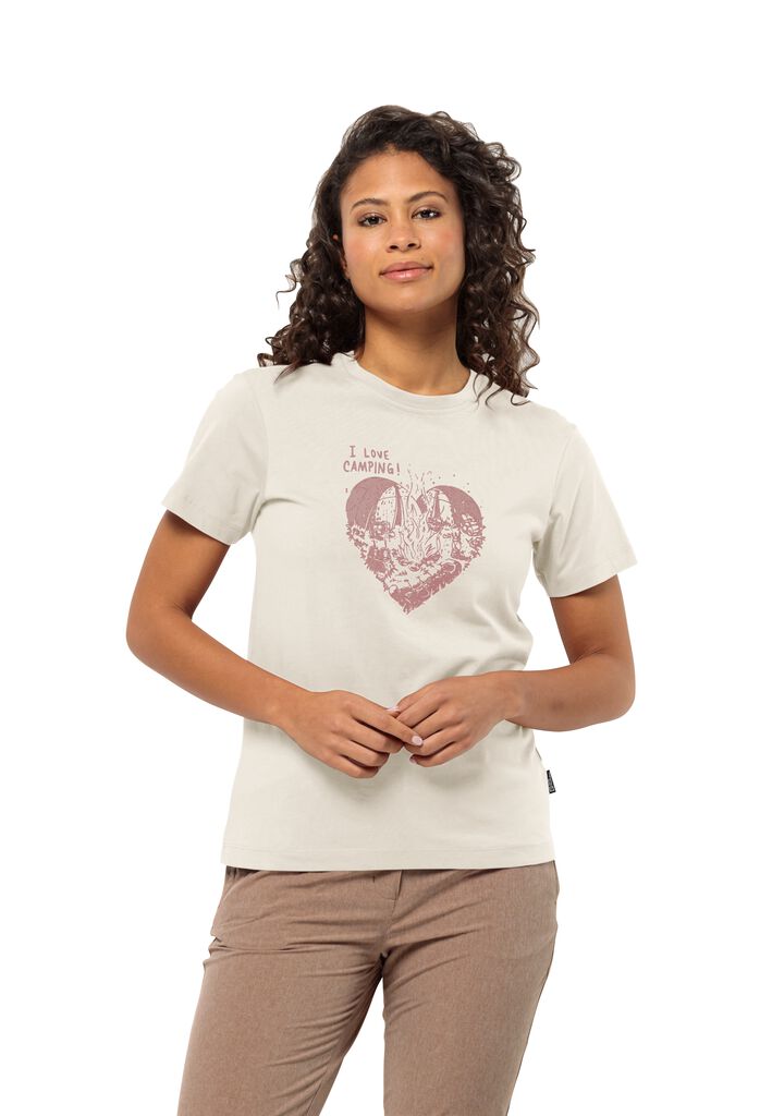 Damen – cotton WOLFSKIN aus - - CAMPING T LOVE T-Shirt W Bio-Baumwolle JACK M white